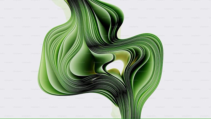 White background green abstract wave